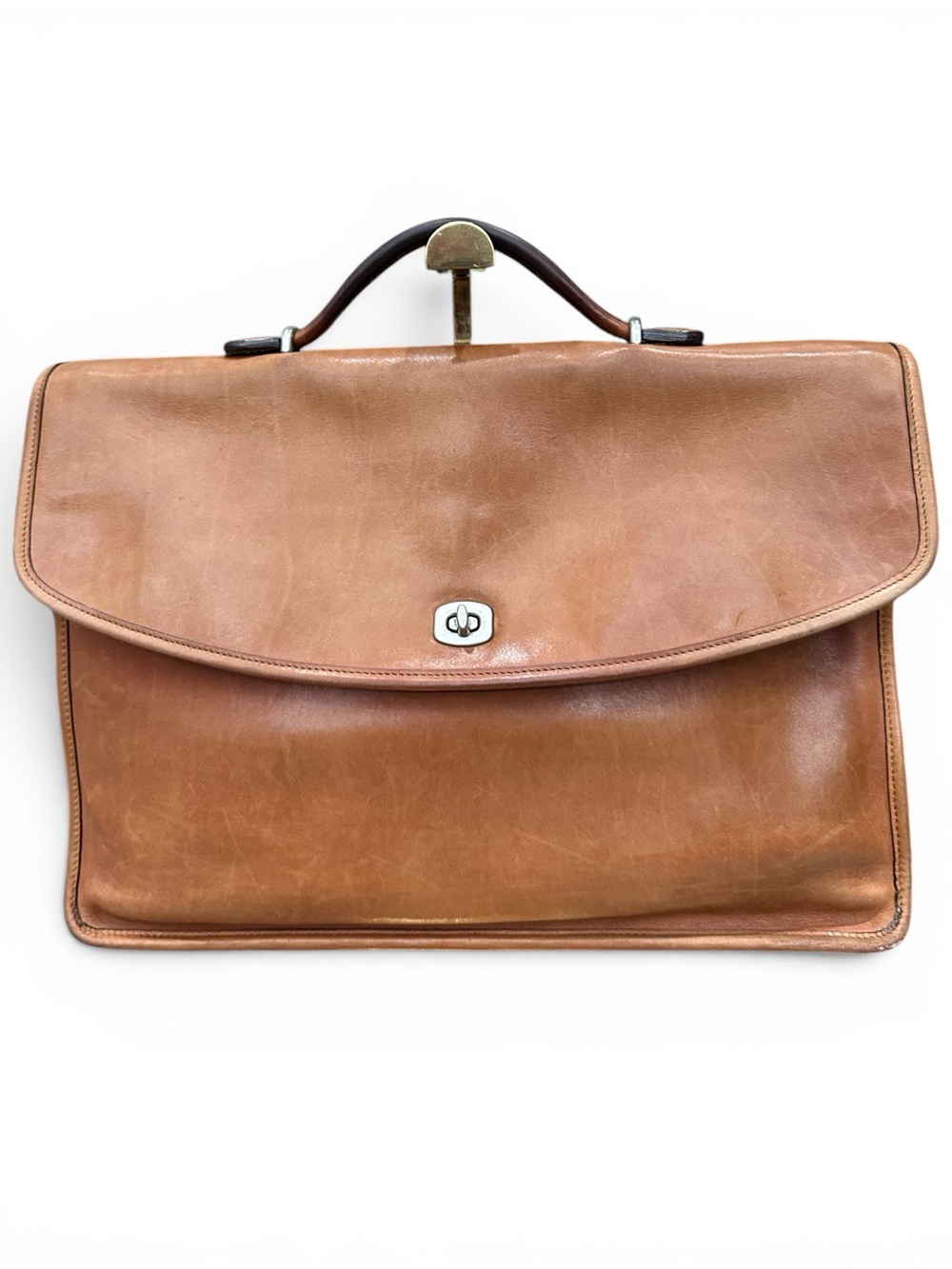 Vintage Coach Glove Tanned Leather Briefcase Bag | 1993 Cognac Camel